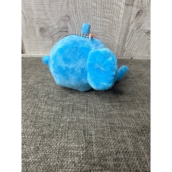 Blue Plush Elephant Keychain Flower Design & Polka Dot Ears for Backpack or Keys - Picture 3 of 8